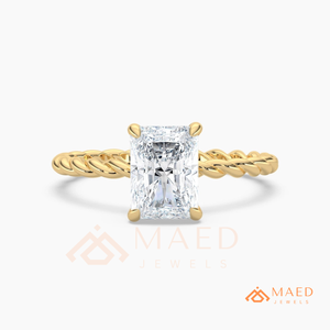 แหวนหมั้นเพชรโมอิสซาไนต์ทรงเรเดียนท์เคลือบทอง 18K เครื่องประดับเจ้าสาวหรูหราสำหรับผู้หญิง สหรัฐอเมริกา - Product Image 5