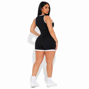 Vestido de tenis para mujer con cuello mandarín, sin mangas, cremallera frontal, falda acampanada, elástico deportivo, color liso, para cancha, con logo personalizado - Product Image 3