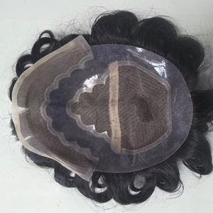 Peluca de Cabello Humano con Frente de Encaje para Hombres, con Ondas Naturales y Estilos Rizados, Parches de Cabello Indio Suave - Product Image 1