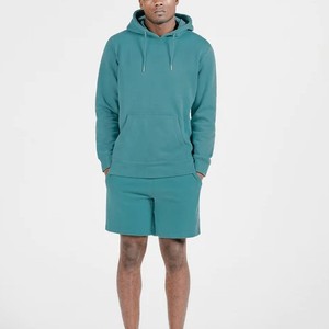 Conjunto de Sudadera con Capucha para Hombre, Color Verde Azulado, Corte Regular, Algodón, Felpa Francesa, Color Sólido, con Bolsillo, Estilo Casual para Otoño - Product Image 1