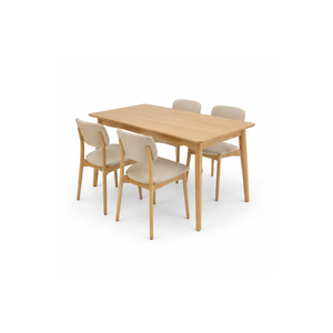 Ensemble de salle à manger ARTERRA en teck scandinave moderne de luxe avec chaises confortables pour hôtel, restaurant et appartement - Product Image 1