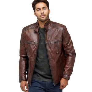 Chaqueta de Cuero para Hombre, Ajustada, Color MARRÓN, de Alta Calidad, Estilo Británico, Chaqueta de Cuero PU para Hombre - Product Image 6