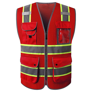 Chaleco de Seguridad Reflectante de Alta Visibilidad Unisex Verde Oliva con Bolsillos y Cierre de Cremallera - Product Image 1