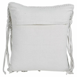 Embroidery Boho Home Décor Cushion <b>Cover</b> Macramé Cotton Handcrafted Square Pillow <b>Throw</b> <b>Cover</b> for Couch Bed 16 x 16 inch - Product Image 3