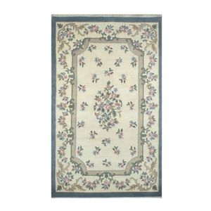 Tapis rectangulaire floral très vendu, style classique, tufté à la main, en laine et acrylique, pour salon, avec dos antidérapant en caoutchouc - Product Image 1
