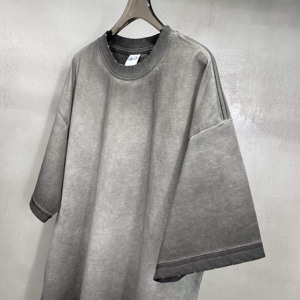 T-shirt Homme Grande Taille Respirant en Coton Teint et Lavé 250 g/m², Effet Délavé Acide Vintage, MOQ Faible - Product Image 5