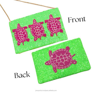 Bolso de Mano Tipo Clutch con Cuentas Hechas a Mano, Bolso de Lentejuelas Verde Neón con Cadena, Bolso de Fiesta de Noche Otoñal Portátil de Moda Bordado Personalizado - Product Image 4