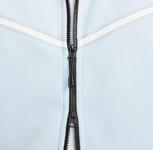 Men's Light Blue Color Blocking Full <b>Zip</b> <b>Hooded</b> Tracksuit Set Breathable Sporty Design Regular Fit Polyester Cotton Spring Wear - Product Image 6