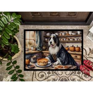 Collie barbu automne cuisine citrouilles paillasson 24H X 36W antidérapant intérieur extérieur tapis bas Pile lavable porte avant tapis pour entrée - Product Image 3