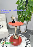 Table d'appoint ronde en métal, table d'appoint de style mid-century, table basse vintage sur piétement pour salon avec plateau en céramique verte