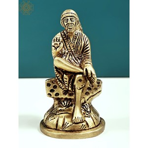 รูปปั้นทองเหลืองเชอร์ดิไซบาบาบา3นิ้วงานแฮนด์เมดขนาดเล็กผลิตในอินเดีย - Product Image 1