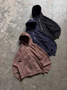 Sweat-shirt à capuche zippé oversize pour homme, couleur unie, en polaire, décontracté, pour l'automne, mélange polyester/coton, anti-boulochage, brodé - Product Image 1