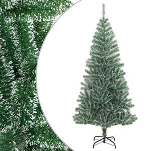 Sapin de Noël artificiel en PET vert et blanc de 82,7 pouces avec base en métal, décoration festive pour les fêtes - Product Image 1
