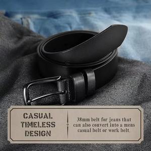 Ceinture en cuir véritable pour homme, motif uni avec boucle serpent en acier, ceinture en cuir véritable promotionnelle en solde - Product Image 5