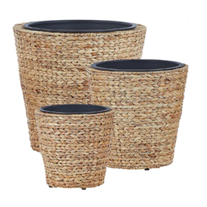 Rustic Water Hyacinth Flower <b>Pot</b> with Waterproof Liner, Decorative Indoor <b>Tree</b> Planter, Vietnam Handwoven Home Decor Wholesale - Product Image 5