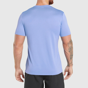 T-shirt à manches courtes bleu clair pour homme, col rond, tissu respirant en coton/bambou, style décontracté, couleur unie, séchage rapide, grande taille - Product Image 5