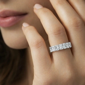 Custom Full Radiant Cut Moissanite Hiphop Engagement IGI Certified Band S925 Sterling <b>Silver</b> Paved Wedding Stackable <b>Ring</b> - Product Image 2