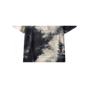 Camiseta de Punto Tie-Dye para Hombre, Manga Corta, Cuello Redondo, Corte Regular, Casual, con Diseño Azul y Negro - Product Image 4