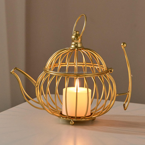 เชิงเทียนลวดเหล็กทรงหม้อโลหะรูปทรงเรขาคณิตเทียนสก์ท็อปเครื่องประดับโลหะ - Product Image 5