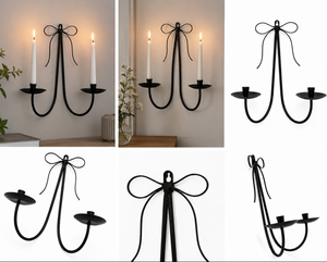 Modern Black Metal Double Wall <b>Candle</b> Holder Decorative Iron Wall <b>Sconce</b> Taper <b>Candle</b> Stand for Home Decor - Product Image 6