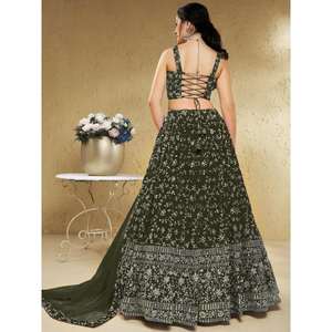 Attrayant Paillettes Vertes Georgette Lehenga Choli Avec Dupatta - Product Image 3