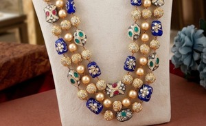 Conjunto de collar de perlas de 3 capas, joyería india para bodas, aretes, conjunto de joyería de moda nupcial para mujer - Product Image 3