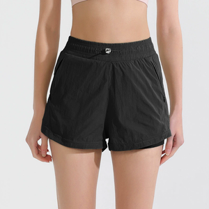 Shorts de sport pour femme à taille haute, avec plusieurs couches, cordon de serrage élastique, pour la course et l'entraînement - Product Image 6
