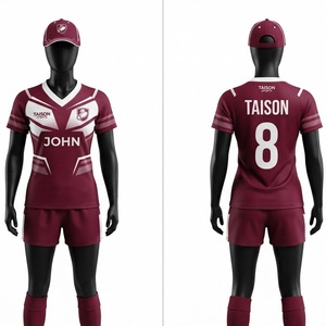 Uniforme de rugby pour femmes, tissu polyester premium 220 GSM, évacuation de l'humidité, panneaux marron et blancs, impression par sublimation personnalisée, vêtements d'équipe - Product Image 1