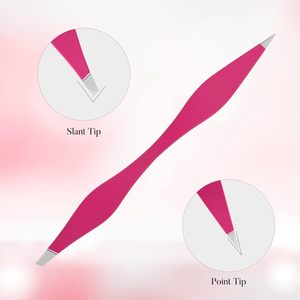 Ensemble de pinces à sourcils en acier inoxydable sans soudure, étui en PU, pointes inclinées, pointe fine, pinces de précision durables, pinces classiques - Product Image 3
