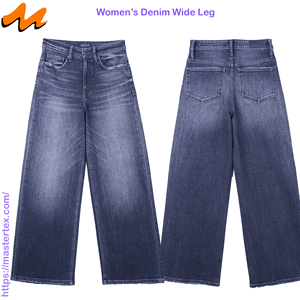 Pantalones Anchos Básicos para Mujer, Cinco Bolsillos, Negros, Elegantes, Lavados, en Tela de Algodón y Elastano, 11.09 OZ - Product Image 3