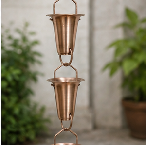 Chaîne de pluie décorative en cuivre pour gouttière, déversoir extérieur, drainage des eaux de pluie, fontaine suspendue pour jardin - Product Image 2