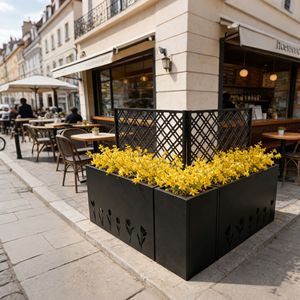 Set di 3 Fioriere in Metallo con Traliccio, Materiale PE, Orto Rialzato, Traliccio per Fiori, Schermo per la Privacy per Patio e Balcone, Stile Rustico - Product Image 2