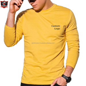 Camiseta blanca ajustada para hombre, camisa de manga larga Regular, 100% de algodón, ajustada, con cuello redondo, barata - Product Image 4