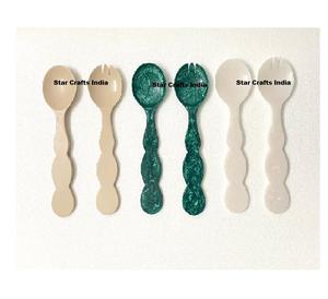 Ensemble de saladiers en résine et bois multicolores, écologiques, compatibles lave-vaisselle, ustensiles de cuisine avec poignée torsadée - Product Image 2