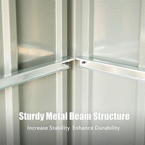 Caseta de Almacenamiento para Jardín con Techo Inclinado y Estructura de Acero Galvanizado, Cuarto de Herramientas Metálico para Exteriores con Cierres - Product Image 4