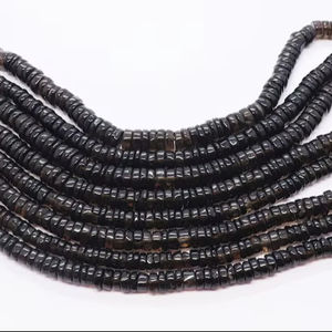 Cuentas Heishi de Cuarzo Ahumado AAA de 6.5-7.5 MM, Cuentas de Cuarzo Ahumado en Forma de Neumático/Rueda de 16 Pulgadas, Cuentas Sueltas de Cuarzo Ahumado Natural - Product Image 1