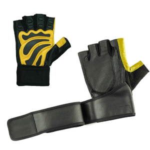 Gants de musculation professionnels demi-doigts unisexes personnalisables en cuir respirant avec support de poignet haute performance - Product Image 1