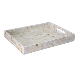 Bandeja de Servir Cuadrada Hecha a Mano con Incrustaciones de Madreperla, Bandeja Decorativa de Lujo para Mesa de Centro, Otomana o Organizador de Tocador - Product Image 2