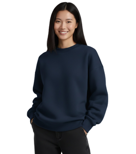 Fashion High Quality Polyester / Cotton Fleece Sweatshirt Heavy Weight Cotton Oversized Mock <b>Neck</b> Sweatshirt For Women - Product Image 1