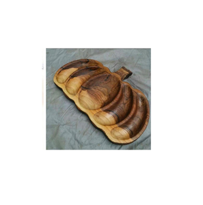 Plateau de service en bois artisanal en forme de vague avec 2 compartiments, plateau écologique pour collations et noix, ustensiles de cuisine rustiques. - Product Image 5