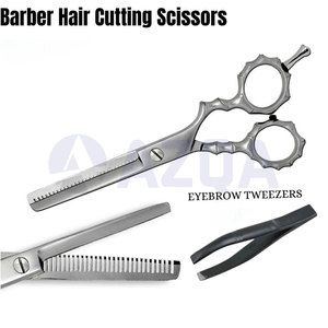Tijeras de Acero Inoxidable Premium para Cortar y Entresacar Cabello con Cuchilla Recta Plegable y Set de Pinzas para Cejas - Product Image 3