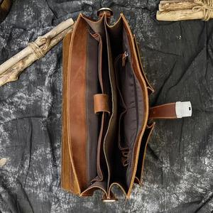Porte-documents pour hommes en cuir de vache véritable, sac à main d'affaires rétro, sacoche pour ordinateur portable de 15,6 pouces, sac à bandoulière LLB-0349 - Product Image 5