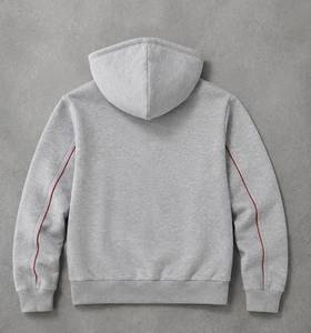 <b>Men's</b> Gray Hooded Pullover <b>Sweatshirt</b> with <b>Red</b> Lining 100% Cotton Fleece Oversized Fit Quick Dry Pockets Winter Casual Wear - Product Image 3
