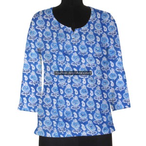 Robe tunique en coton imprimé à la main pour femmes, chemisier indien à partir de Jaipur au prix de gros - Product Image 1