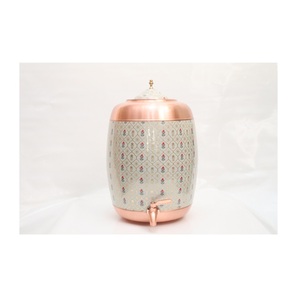 Best Selling <b>Copper</b> Water Dispenser with Hand-Painted Floral Design Handcrafted <b>Copper</b> Matka for Home Office and Restaurant Use - Product Image 1