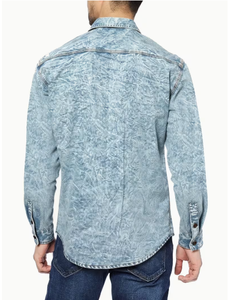 Camisa de Mezclilla TRIBON SPORTS para Hombre, Corte Slim Fit, Cierre de Botones, Lavado Medio, Color Sólido, Estilo Casual, 100% Algodón Tejido, Costuras Decorativas - Product Image 2