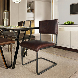 Luxury Metal Dining Room <b>Chairs</b> <b>with</b> Leather Upholstery Modern Design Cooling for Apartment Park Home Bar Gym Hotel - Product Image 1