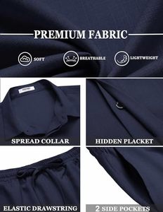 Men's Plus Size Navy Blue Short Sleeve Shirt Shorts <b>Set</b> Solid Color Casual Summer Wear <b>Knitted</b> Polyester Fabric - Product Image 6