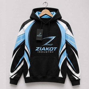 Vente en gros directe ZIAKOT INDUSTRY Sweat-shirt à capuche sportif noir bleu clair-blanc personnalisé - Product Image 1
