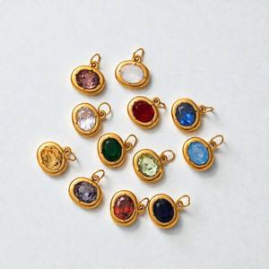 Pendentif Breloque Ovale en Argent Sterling 925 avec Cristal de Quartz 6x8mm et Pierre de Naissance - Pendentif Bijou Plaqué Or avec Pierre Précieuse Vente en Gros - Product Image 3